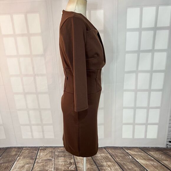 New York & Company Brown Classic 3/4 Sleeve Sheath Dress Size Small - Picture 5 of 11